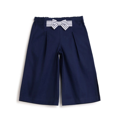 Girls Navy Blue Pleated Trousers