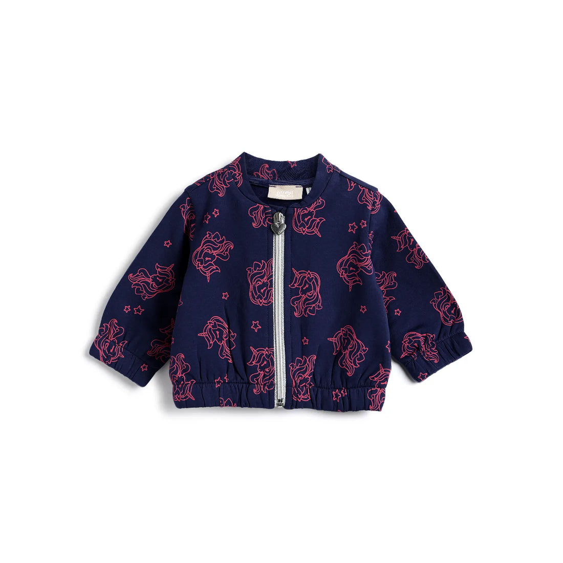 Girls Navy Blue Printed Cardigan