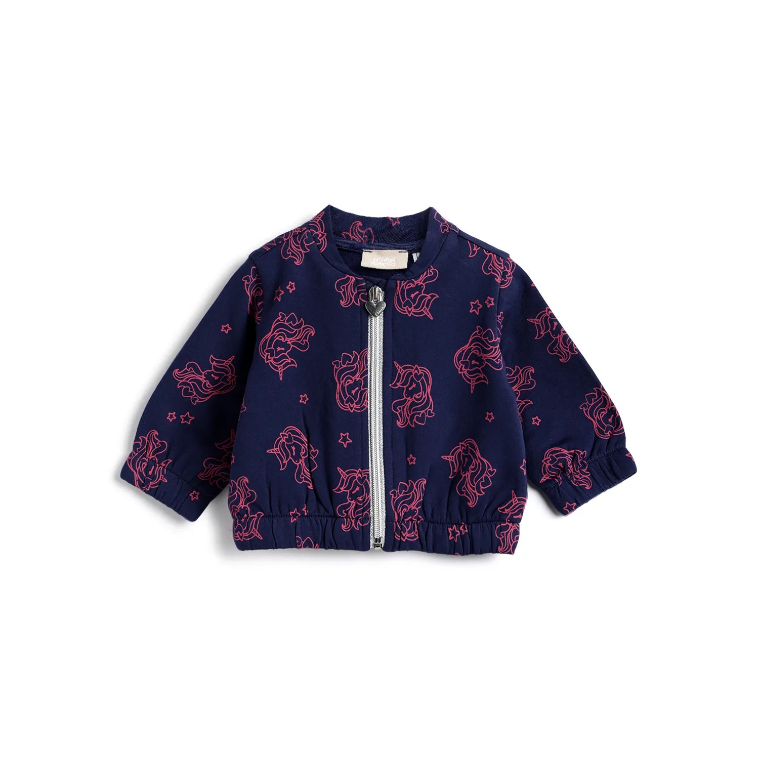 Girls Navy Blue Printed Cardigan