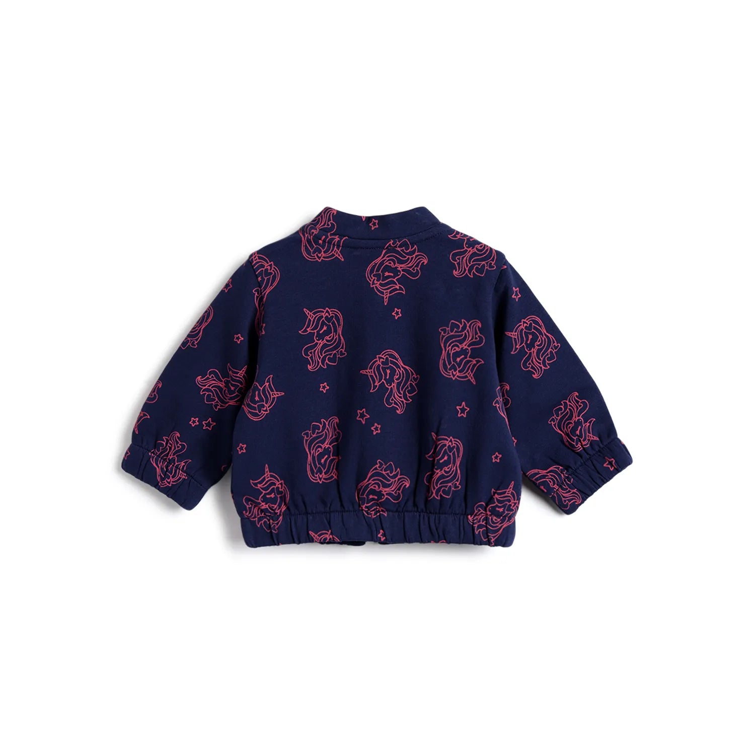Girls Navy Blue Printed Cardigan