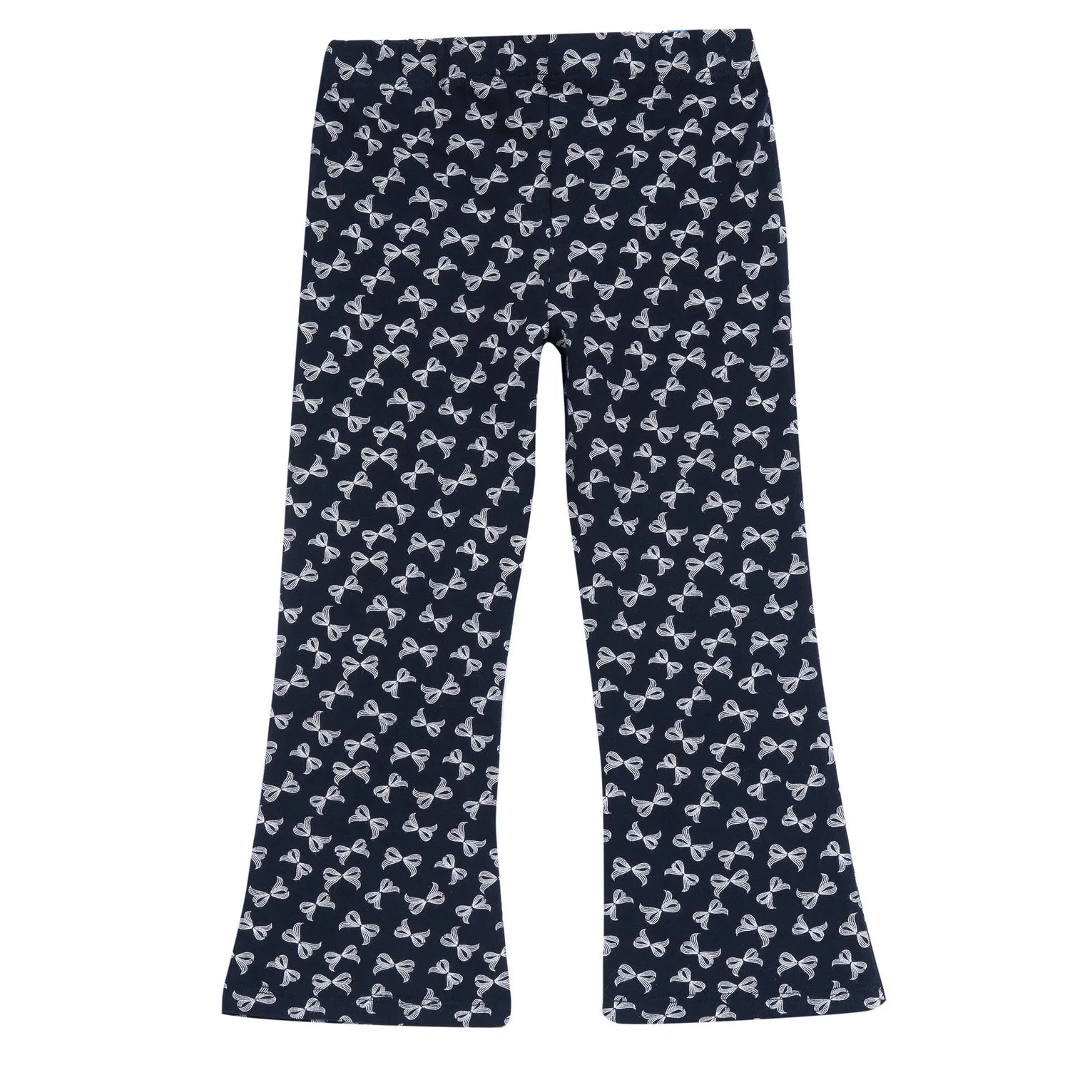 Girls Navy Blue Printed Leggings