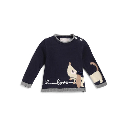 Girls Navy Blue Printed Pullover