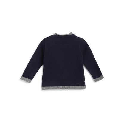 Girls Navy Blue Printed Pullover