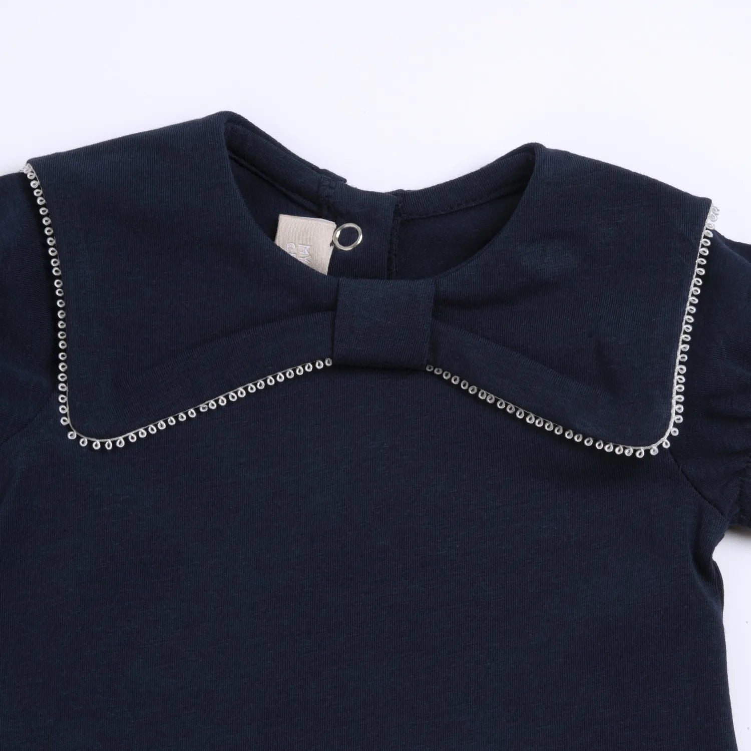 Girls Navy Blue Self Design Top