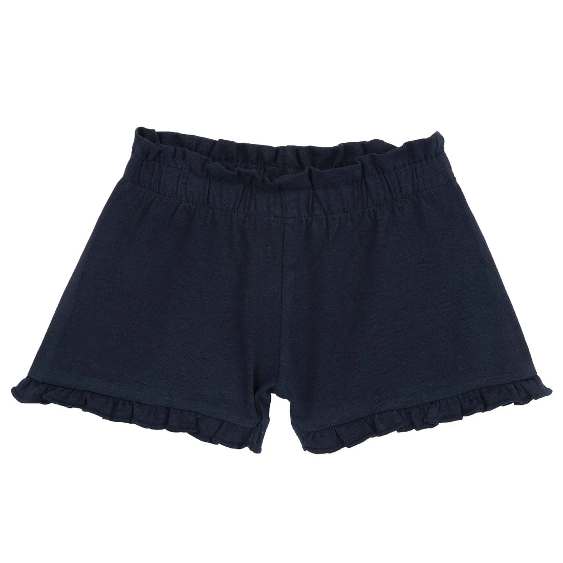 Girls Navy Blue Solid Knitted Shorts