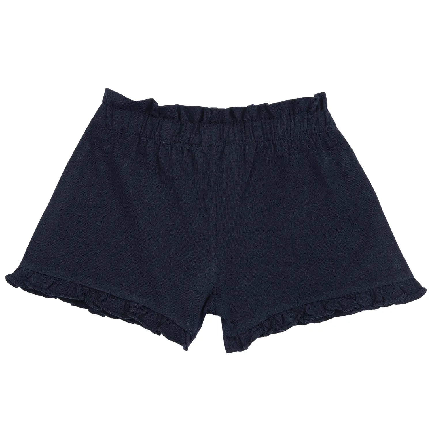 Girls Navy Blue Solid Knitted Shorts