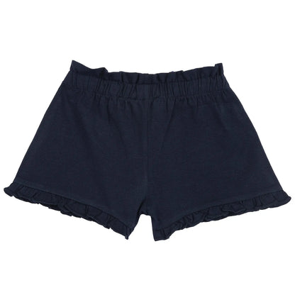 Girls Navy Blue Solid Knitted Shorts