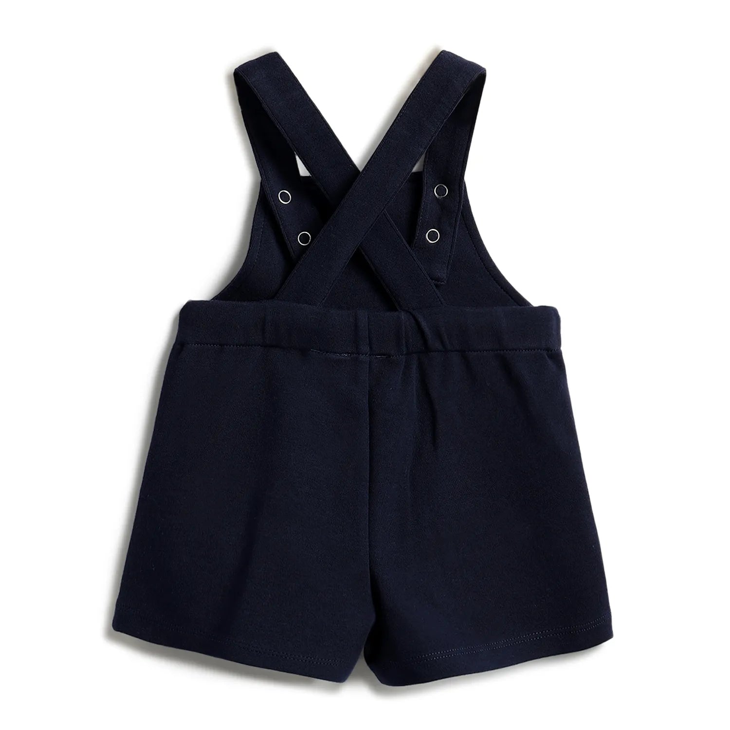 Girls Navy Embellished Short Dungaree