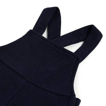 Girls Navy Embellished Short Dungaree