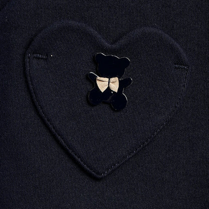 Girls Navy Embellished Short Dungaree