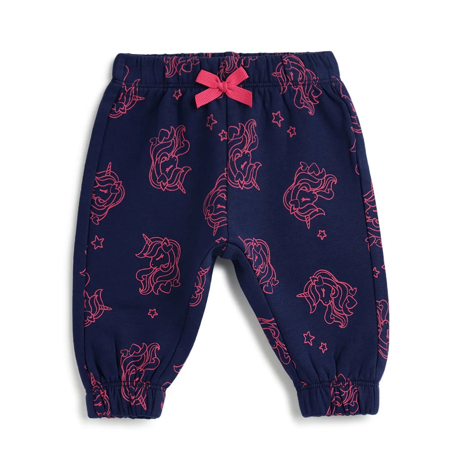 Girls Navy Printed Joggers