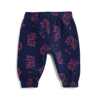 Girls Navy Printed Joggers