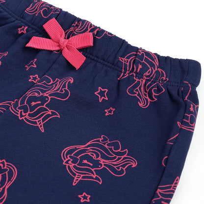Girls Navy Printed Joggers