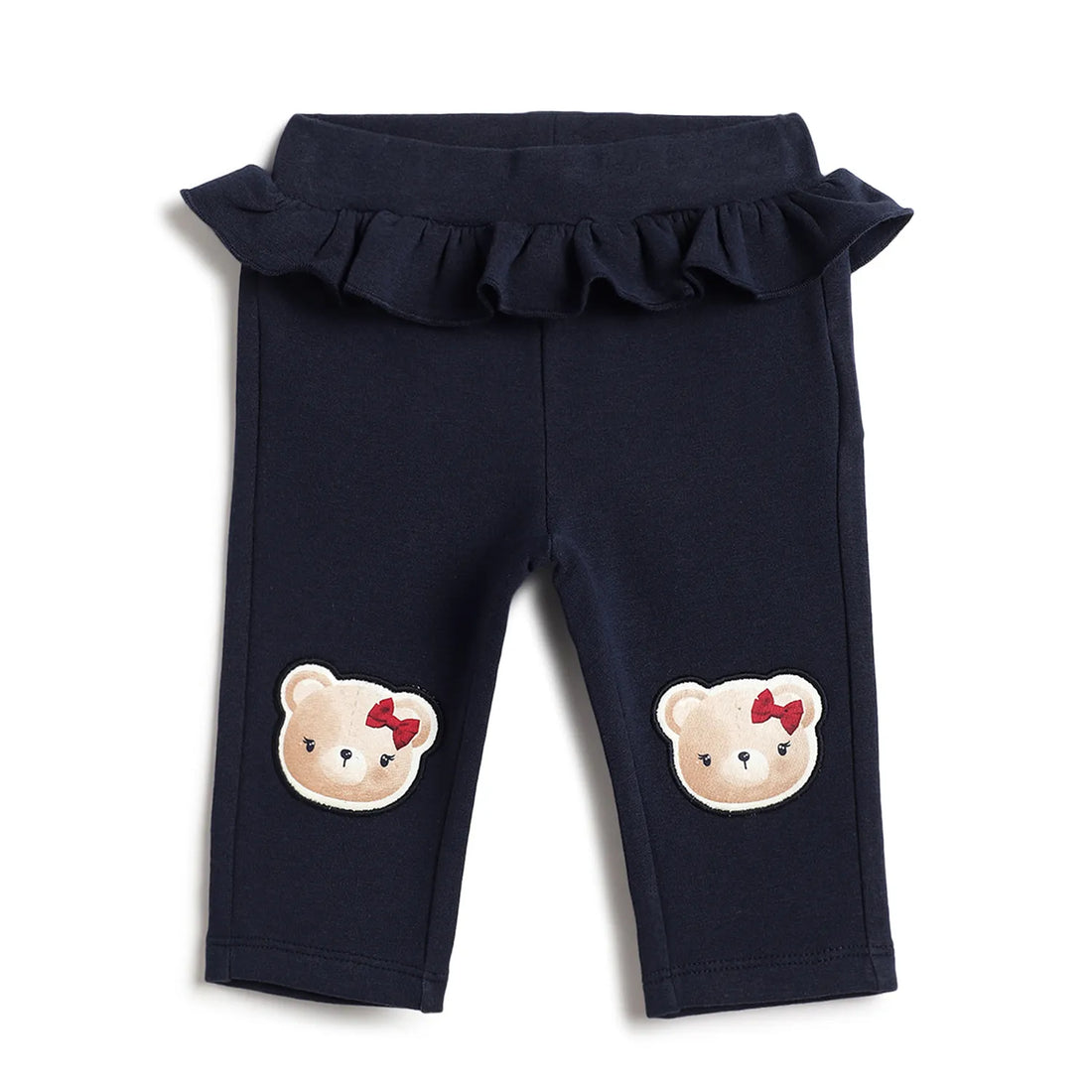 Girls Navy Self Design Trousers