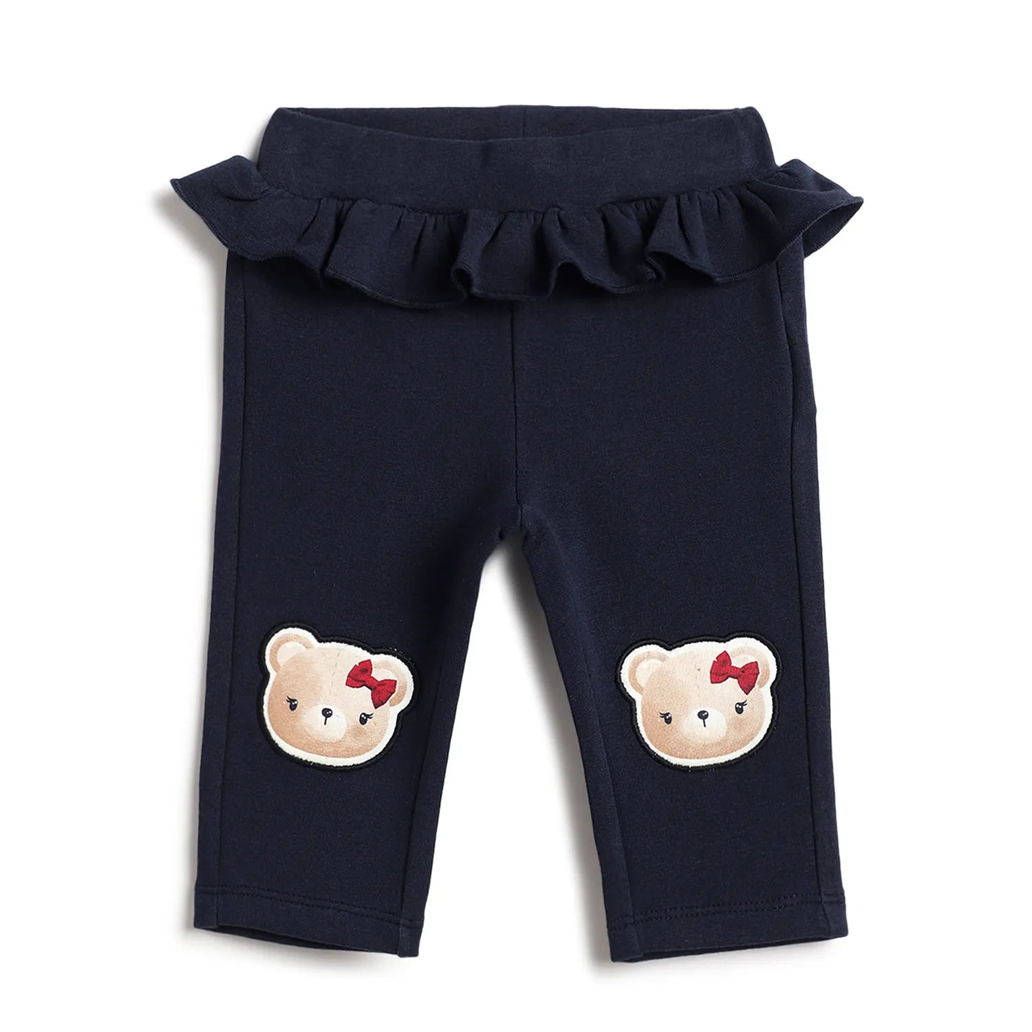Girls Navy Self Design Trousers