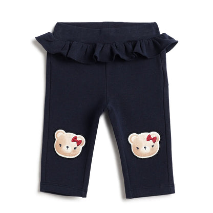 Girls Navy Self Design Trousers