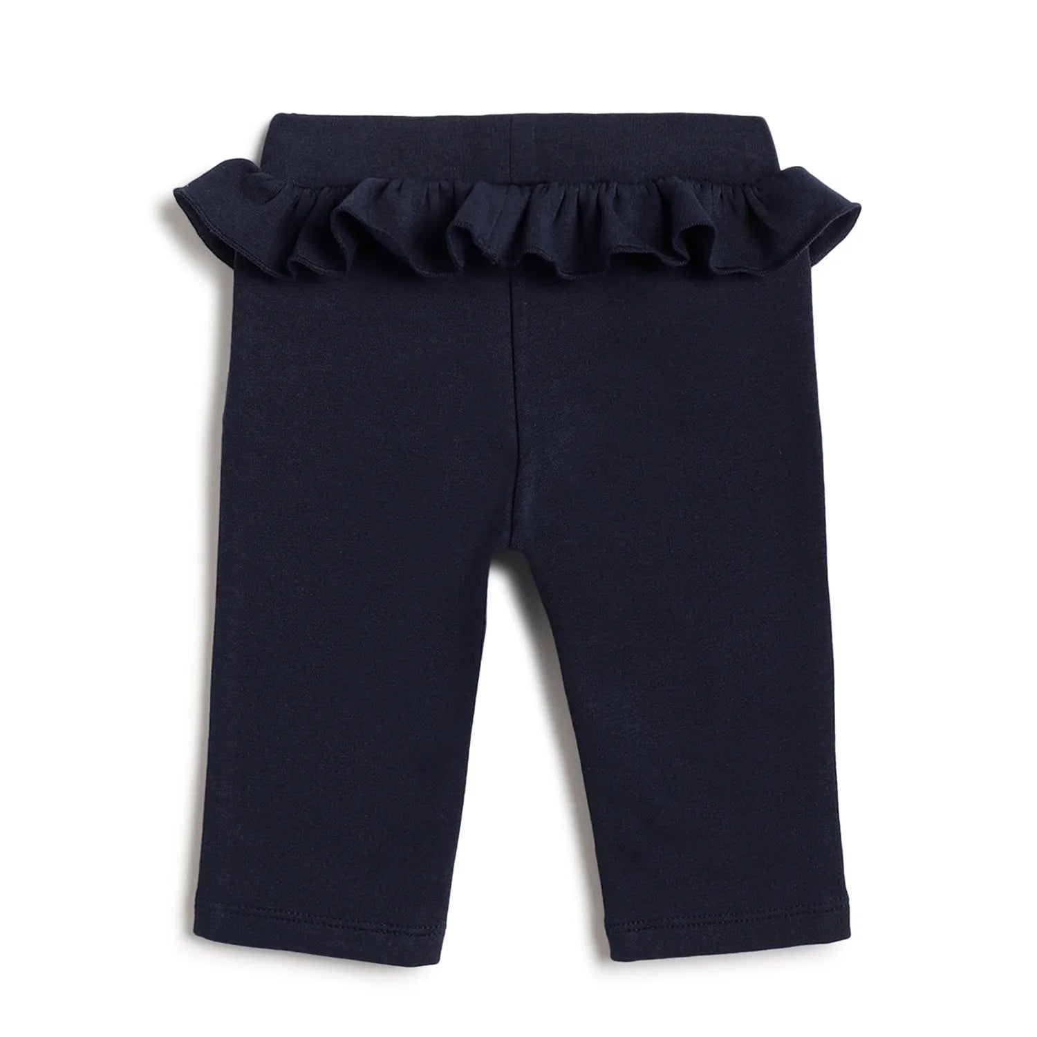Girls Navy Self Design Trousers