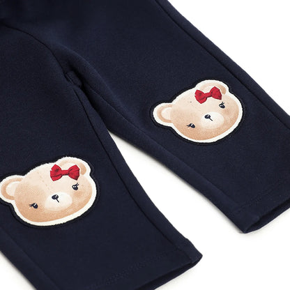 Girls Navy Self Design Trousers