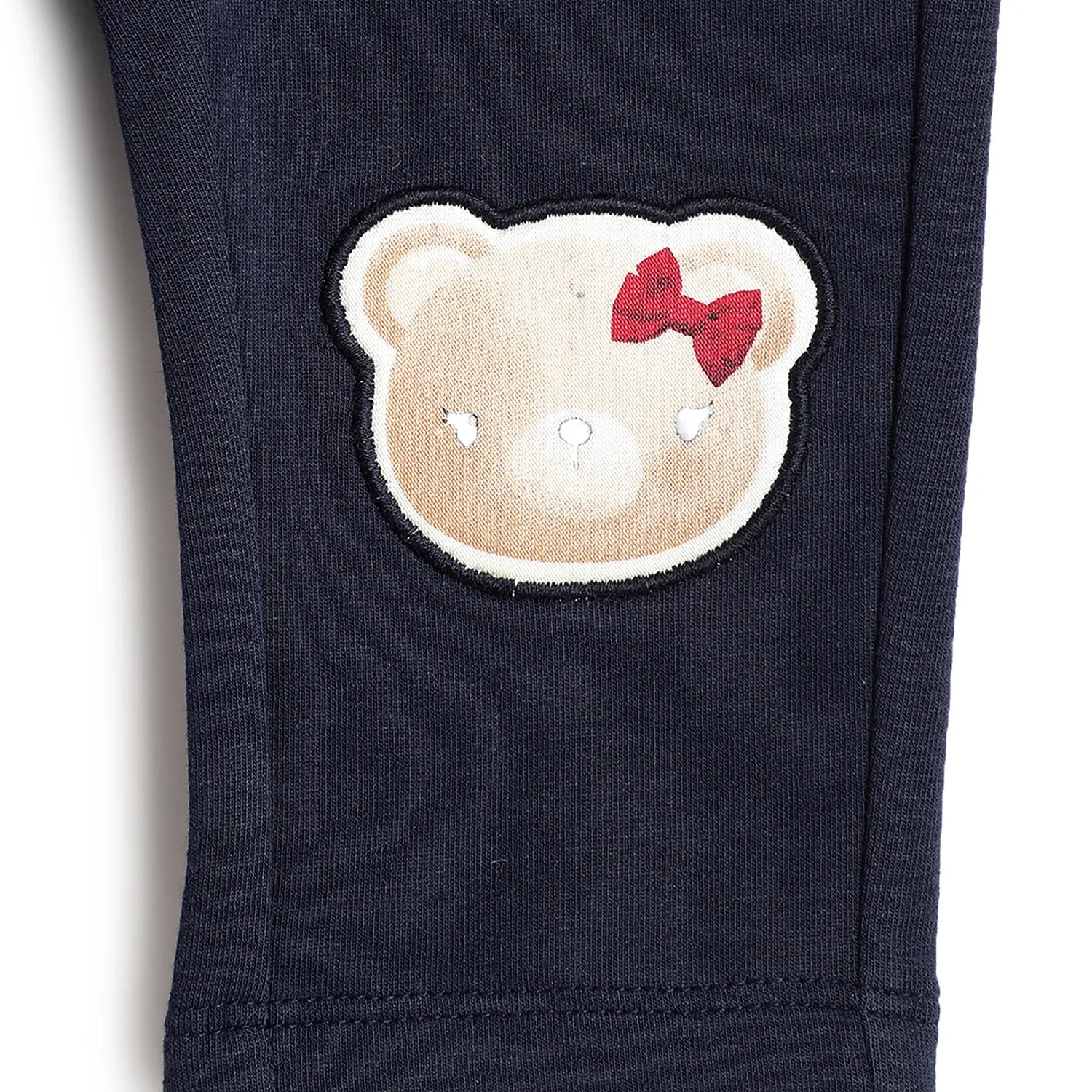 Girls Navy Self Design Trousers