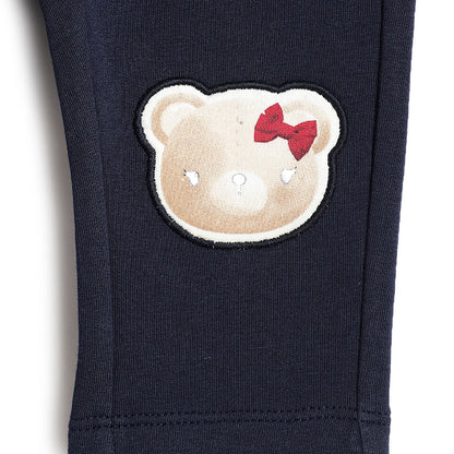 Girls Navy Self Design Trousers