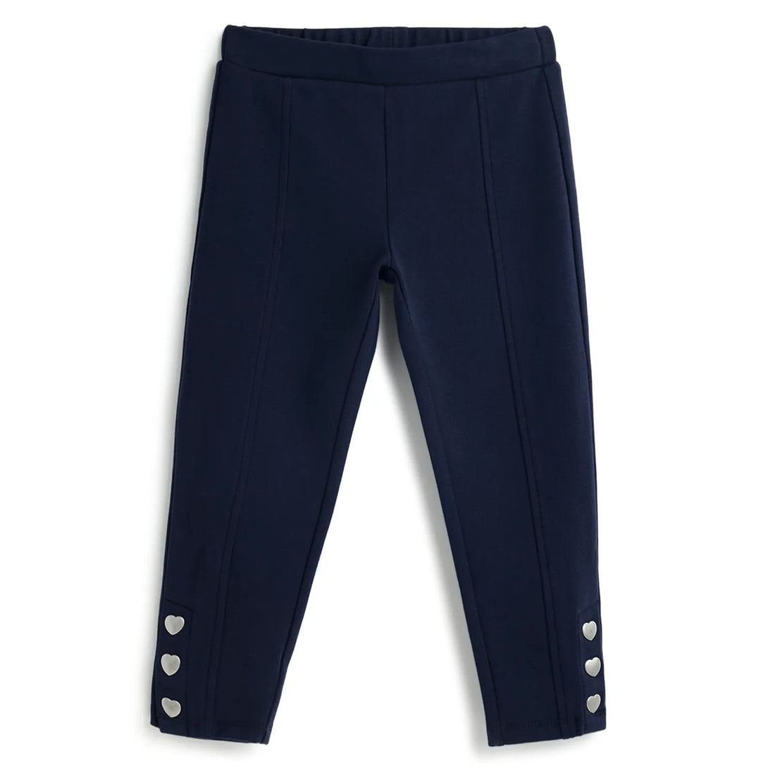 Girls Navy Solid Leggings