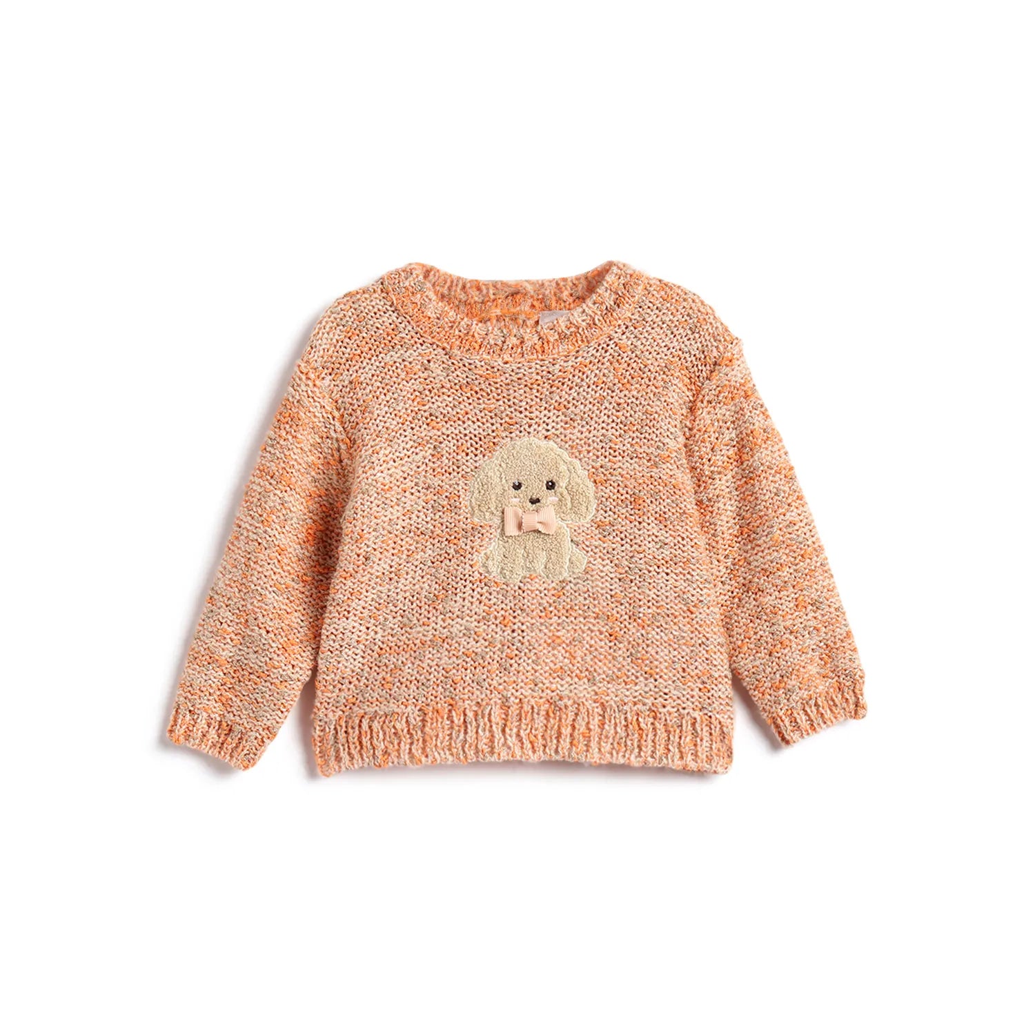 Girls Orange Embellished Pullover
