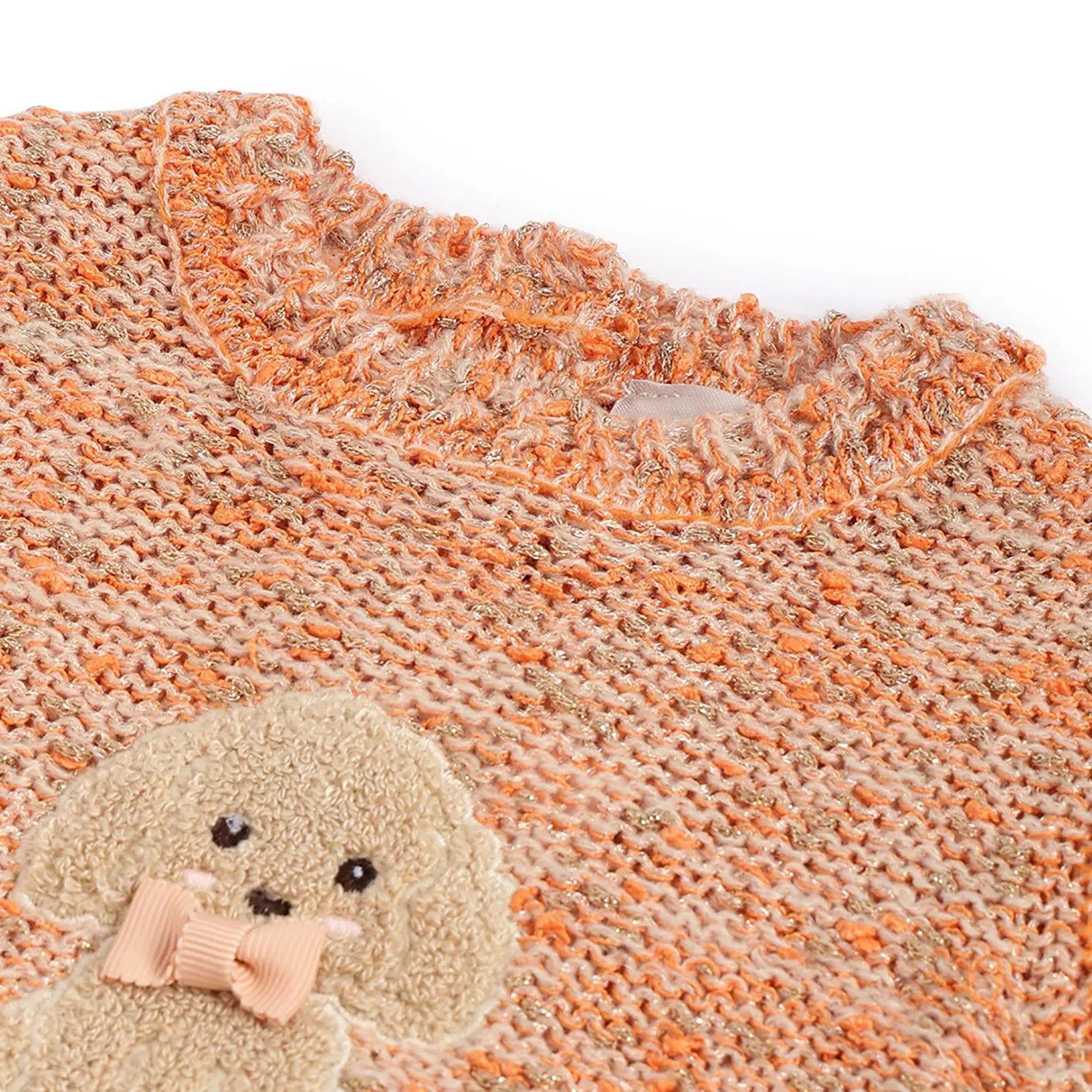 Girls Orange Embellished Pullover