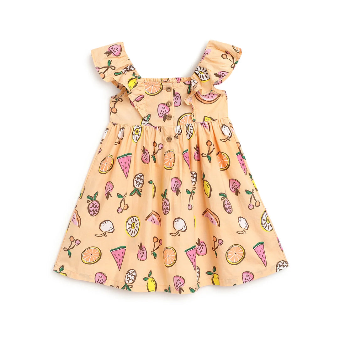 Girls Orange Printed Dress