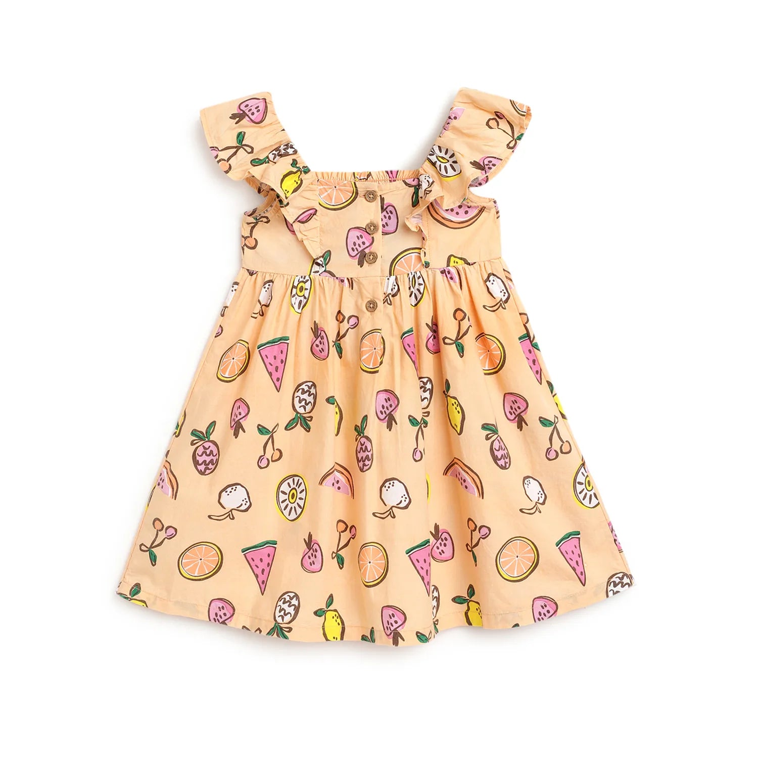 Girls Orange Printed Dress