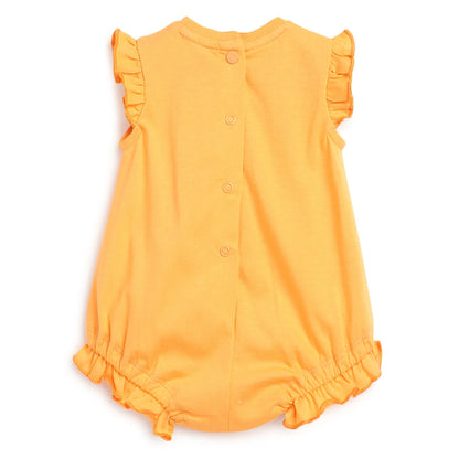 Girls Orange Printed Rompers