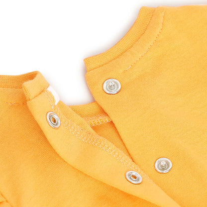 Girls Orange Printed Rompers