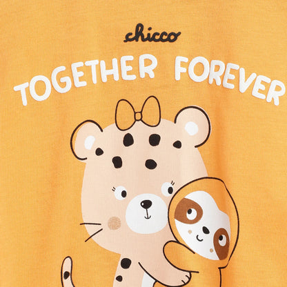 Girls Orange Printed Rompers