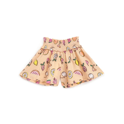 Girls Orange Printed Shorts