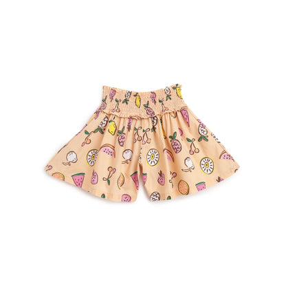 Girls Orange Printed Shorts