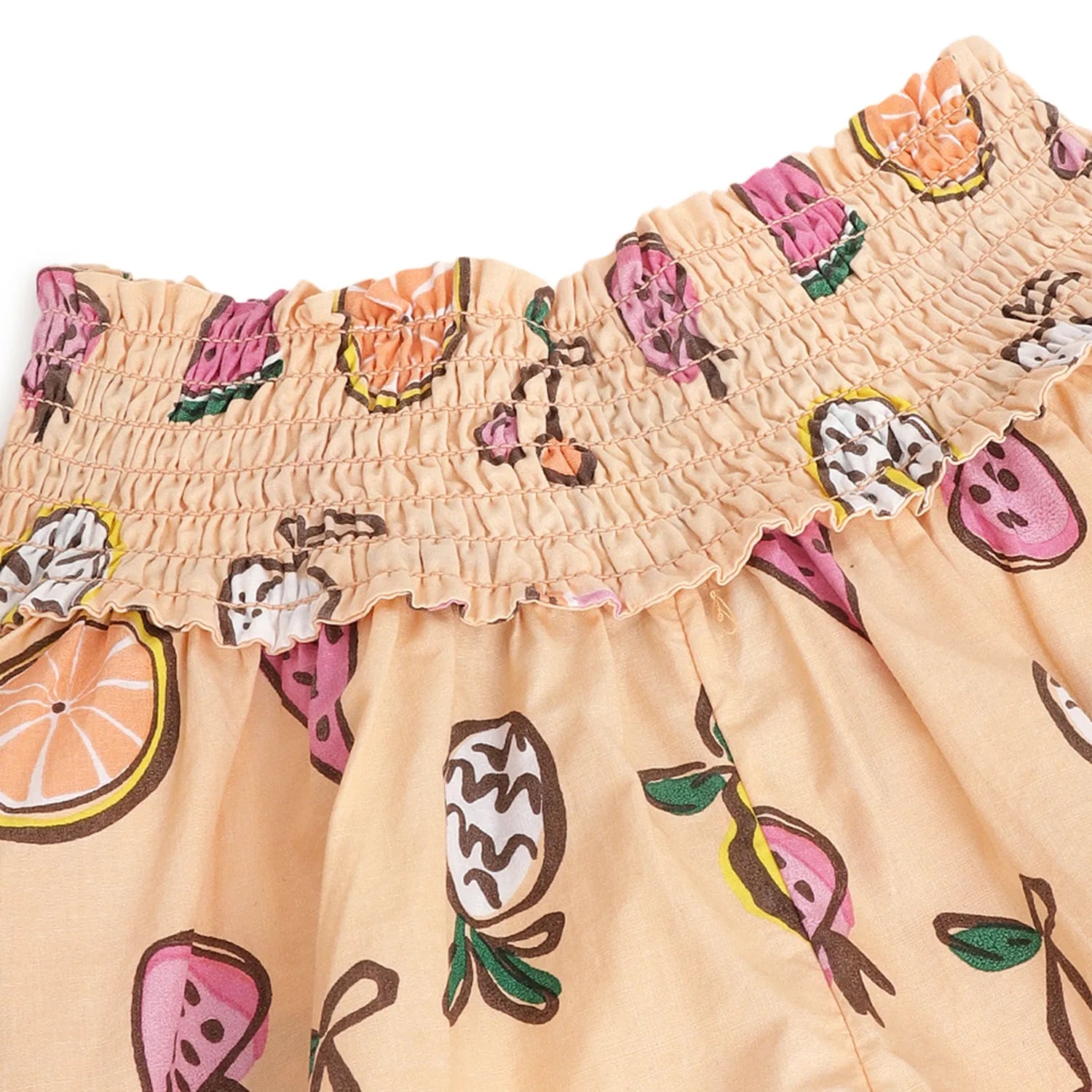 Girls Orange Printed Shorts