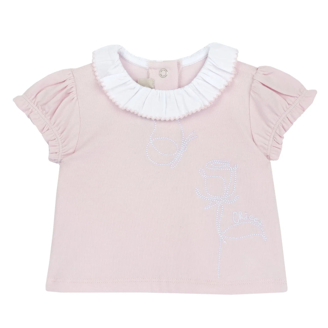Girls Peach Embroidered T-shirt