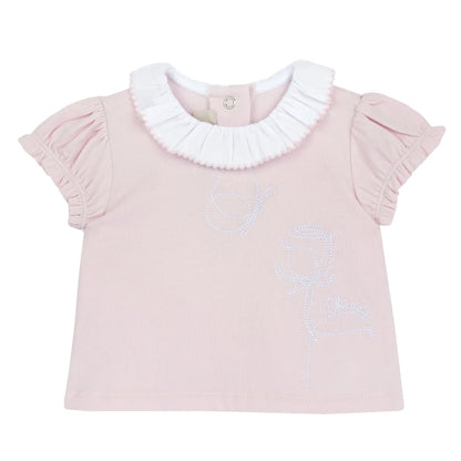 Girls Peach Embroidered T-shirt