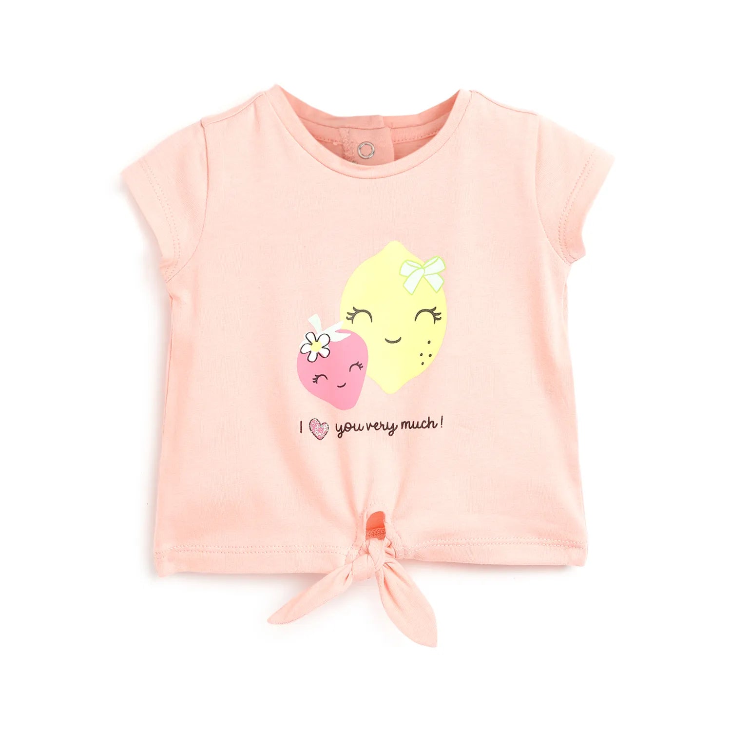 Girls Peach Graphic Printed Top