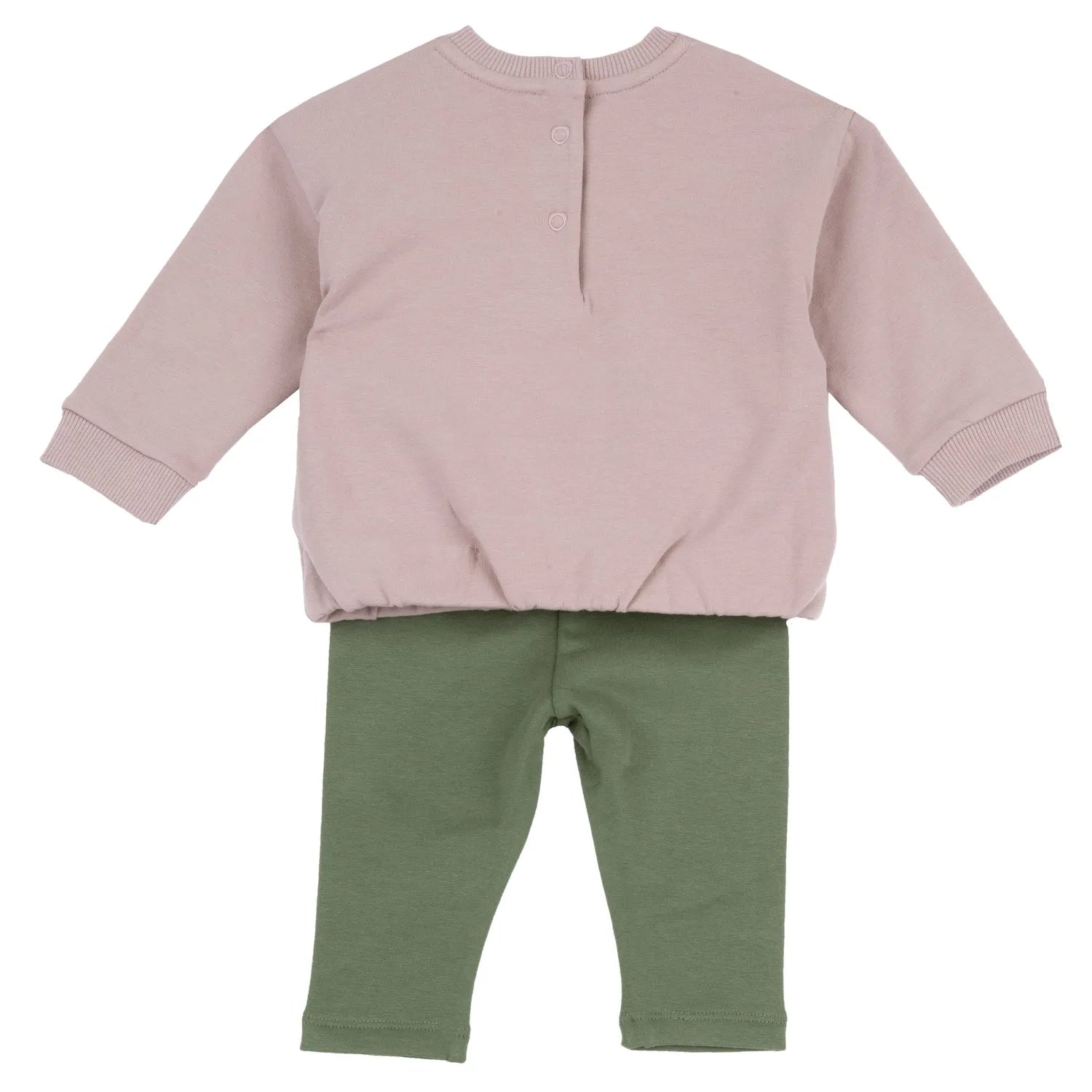 Girls Pink &amp; Green Printed Sweatshirt with Leggings