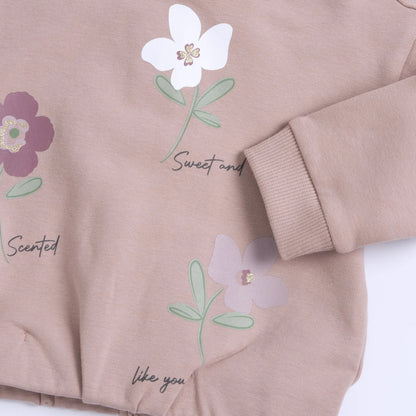 Girls Pink &amp; Green Printed Sweatshirt with Leggings