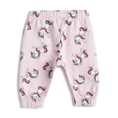 Girls Pink Animal Printed Joggers