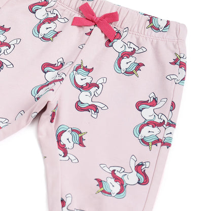 Girls Pink Animal Printed Joggers