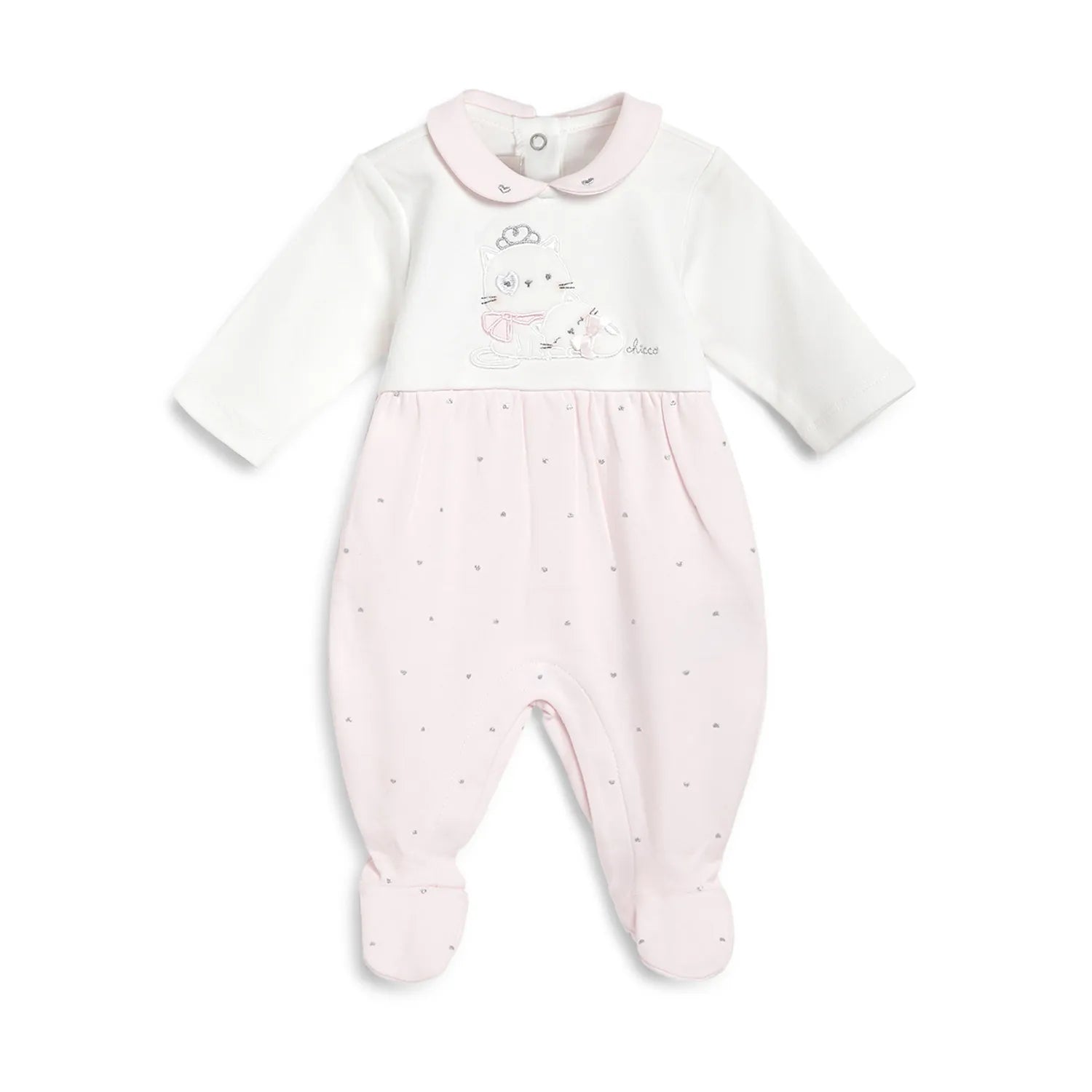 Girls Pink Applique Leg Opening Babysuit