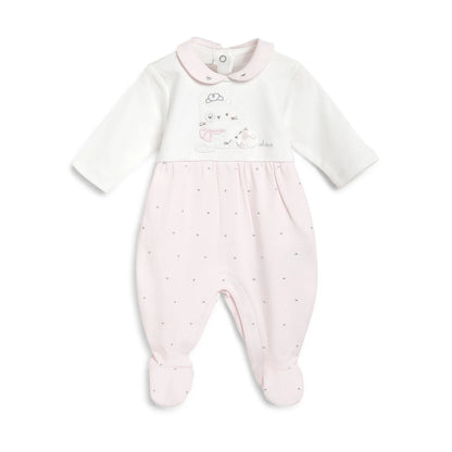 Girls Pink Applique Leg Opening Babysuit