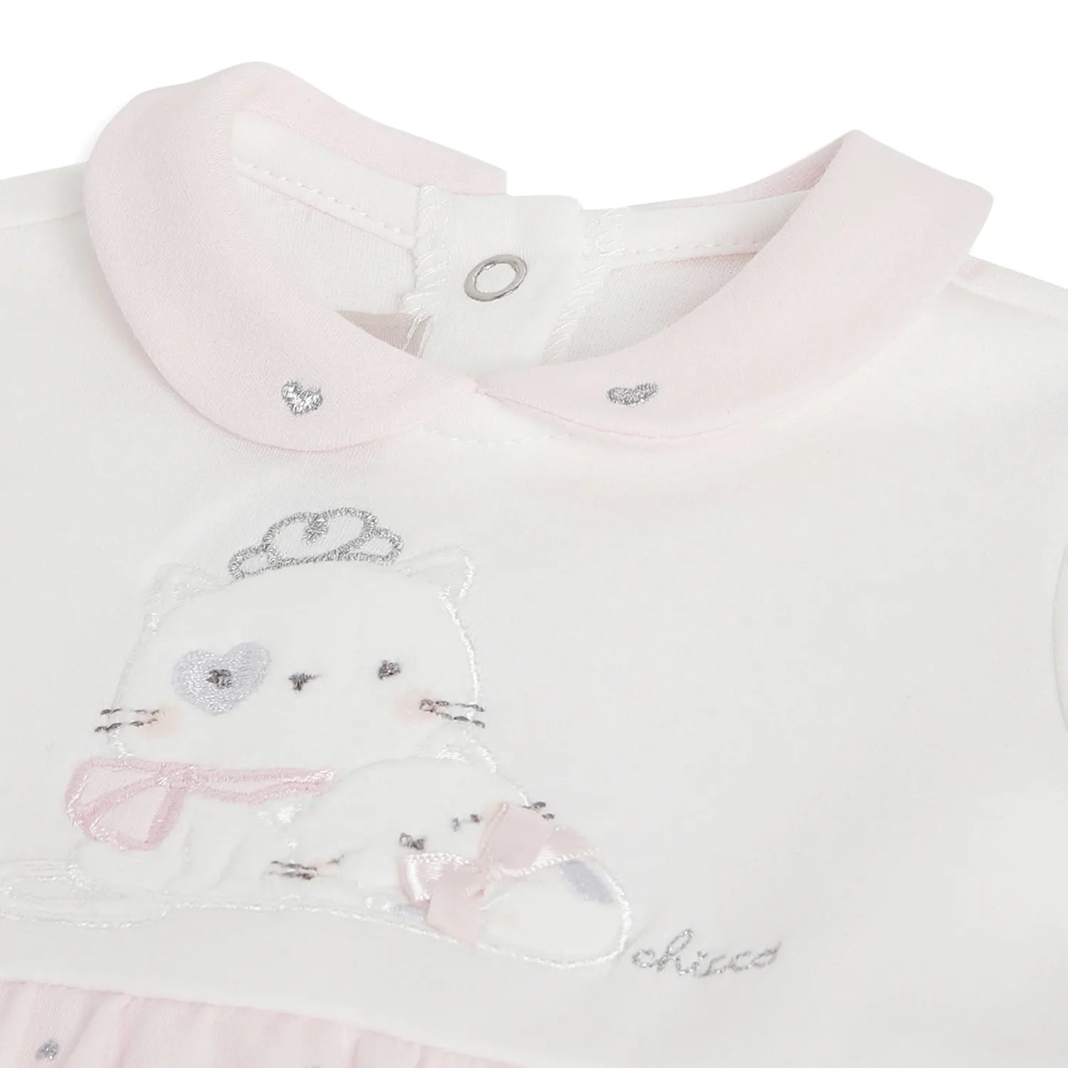 Girls Pink Applique Leg Opening Babysuit