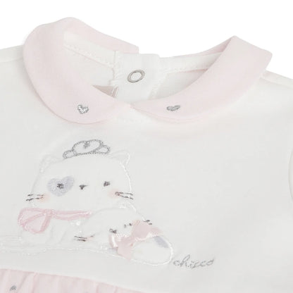 Girls Pink Applique Leg Opening Babysuit