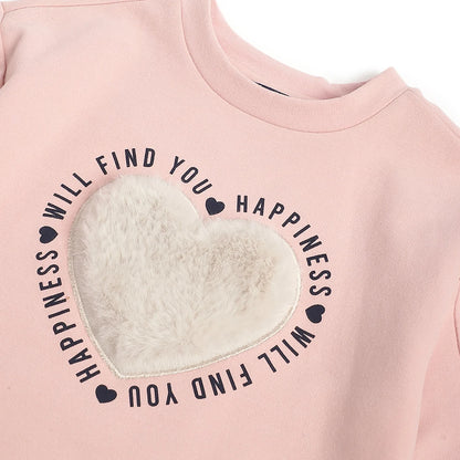 Girls Pink Embelished Sweatshirt with Leggings