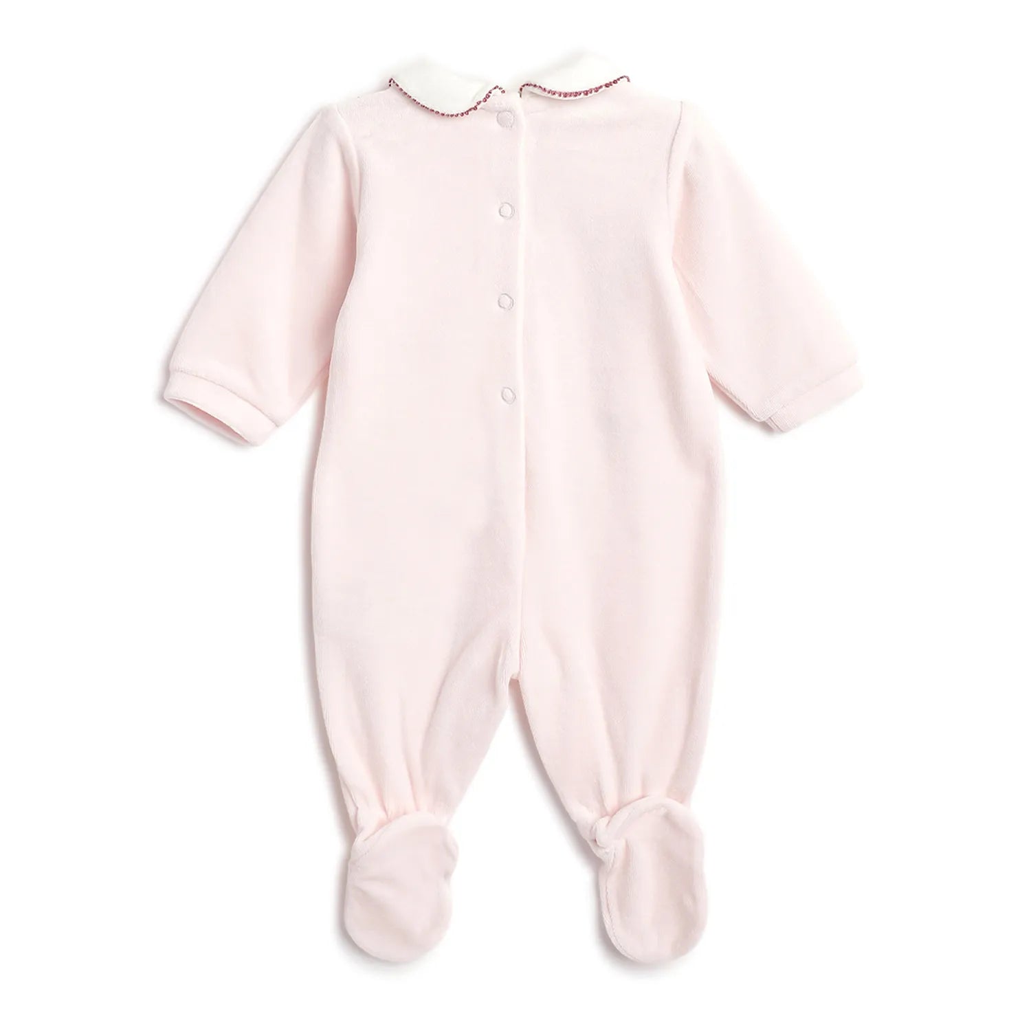 Girls Pink Embellished Leg Opening Babysuit
