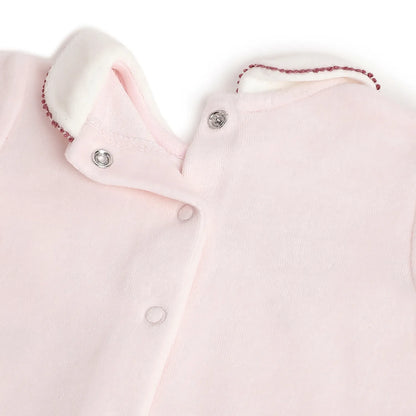 Girls Pink Embellished Leg Opening Babysuit