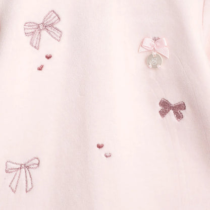 Girls Pink Embellished Leg Opening Babysuit